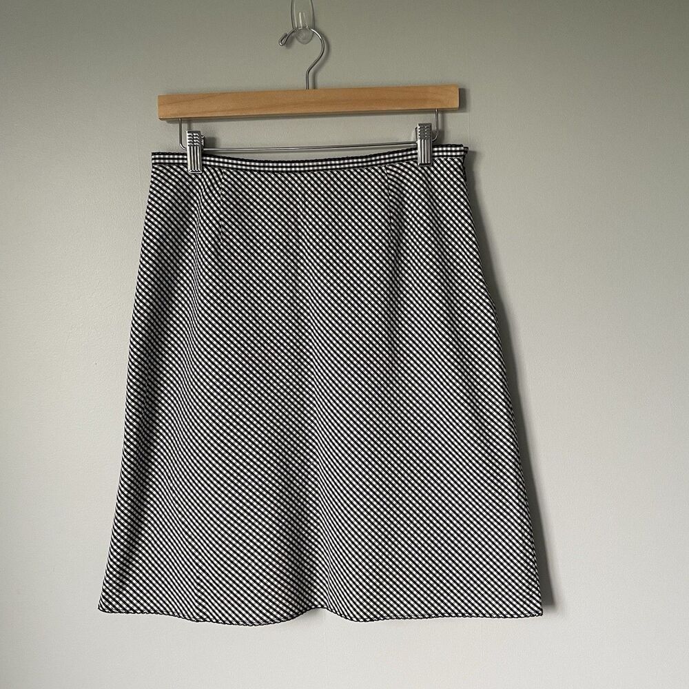 Liz Claiborne Lizsport Petite Vintage Gingham Midi Skirt Cottagecore Women's 8P